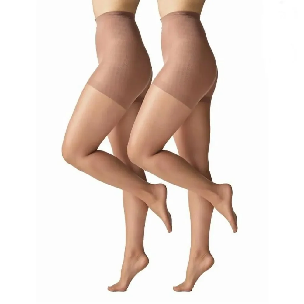 Silk Impressions Shimmer Sheer Pantyhose Stockings Sheer 2-Pack Size M